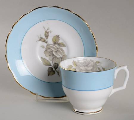 Gray Blossoms Footed Cup & Saucer Set