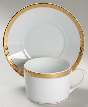 Malmaison (Gold) Flat Cup & Saucer Set