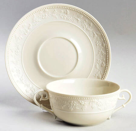 Georgia Ivory Flat Cream Soup Bowl & Saucer Set