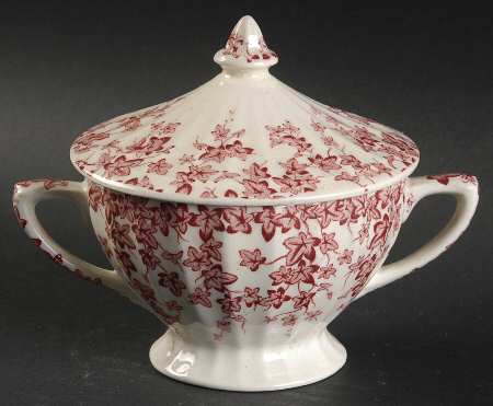 Early English Ivy Pink (Ribbed, Smooth) Sugar Bowl & Lid