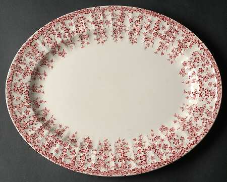 Early English Ivy Pink (Ribbed, Smooth) 14" Oval Serving Platter