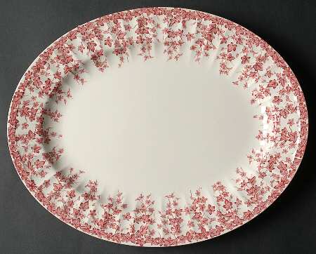 Early English Ivy Pink (Ribbed, Smooth) 12" Oval Serving Platter