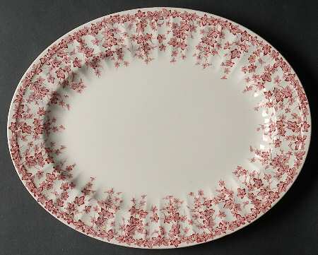 Early English Ivy Pink (Ribbed, Smooth) 11" Oval Serving Platter