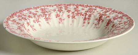 Early English Ivy Pink (Ribbed, Smooth) Rim Soup Bowl