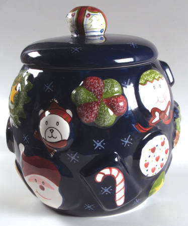 Christmas Twilight Collection Sculpted Cookie Jar & Lid