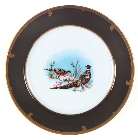 Winter Game Birds Chestnut Brown Luncheon Plate
