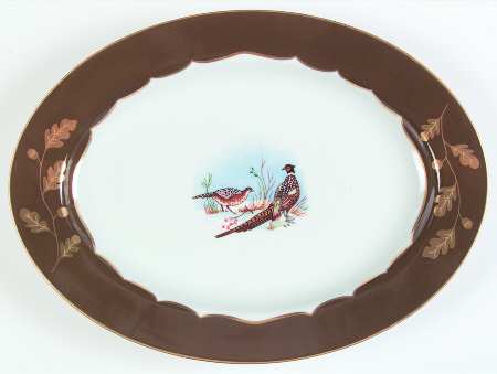 Winter Game Birds Chestnut Brown Underplate for Tureen