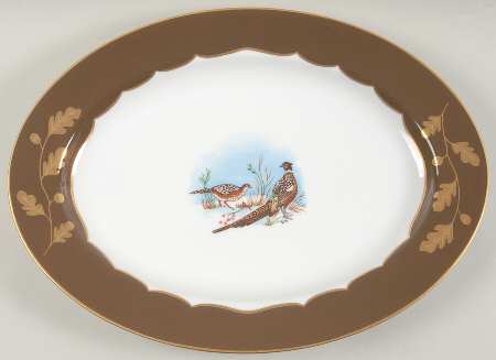 Winter Game Birds Chestnut Brown Underplate for Oval Tureen