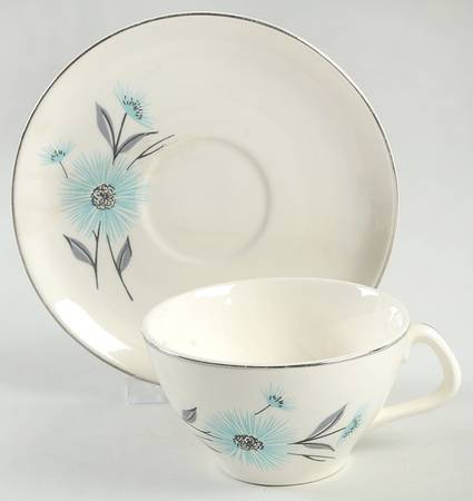 Blue Tempo Flat Cup & Saucer Set