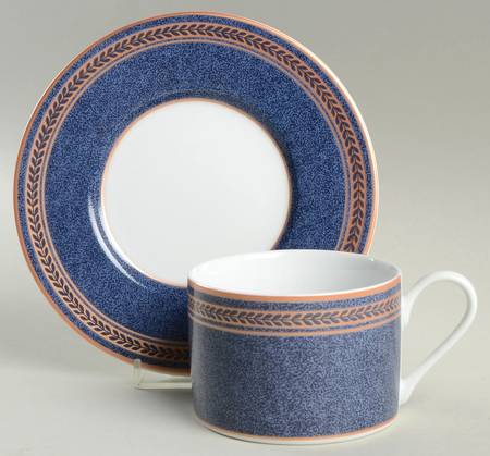 Anniston Blue Flat Cup & Saucer Set