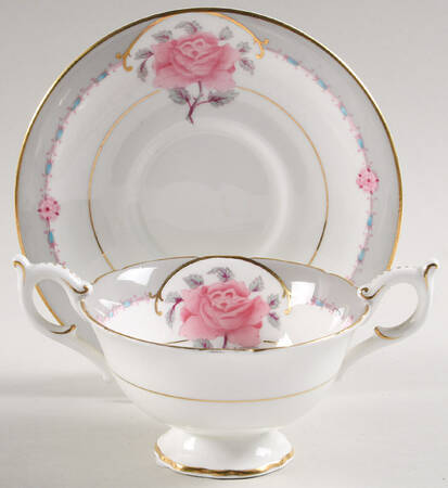 Democrat Footed Cream Soup Bowl & Saucer Set