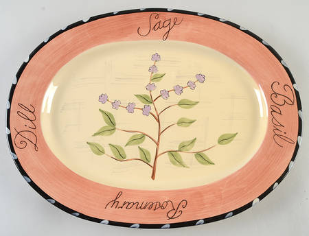 Culinary Herbs 16" Oval Serving Platter