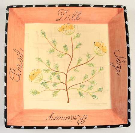 Culinary Herbs 13" Square Serving Platter