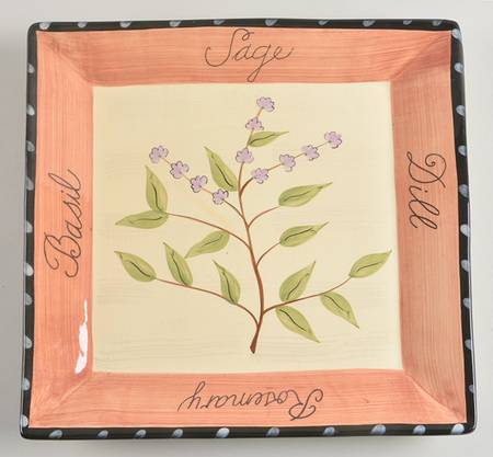 Culinary Herbs 13" Square Serving Platter