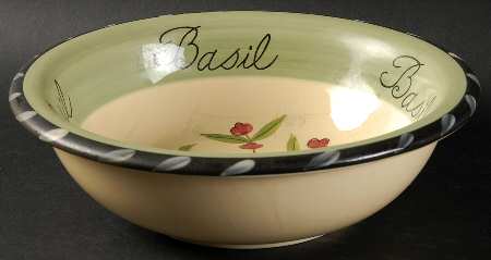 Culinary Herbs 8" Round Vegetable Bowl