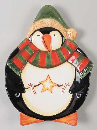 Midnight Penguin Figural Candy Plate