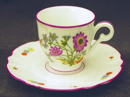 Meissen (Inner Red Line) Flat Demitasse Cup & Saucer Set