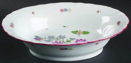 Meissen (Inner Red Line) 9" Oval Vegetable Bowl