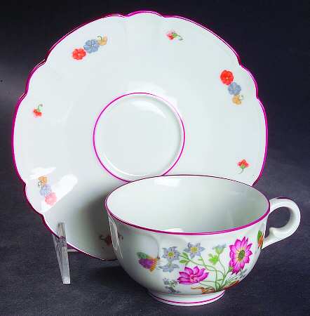 Meissen (Inner Red Line) Flat Cup & Saucer Set