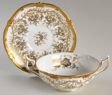 King's Plate Footed Cream Soup Bowl & Saucer Set