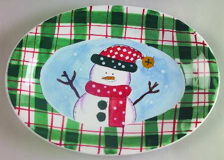 Snowman 11" Oval Serving Platter