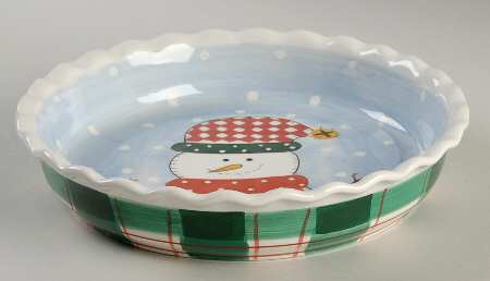 Snowman Deep Pie Serving Plate