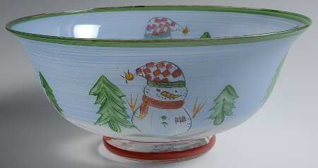 Snowman 11" Glassware Salad Bowl