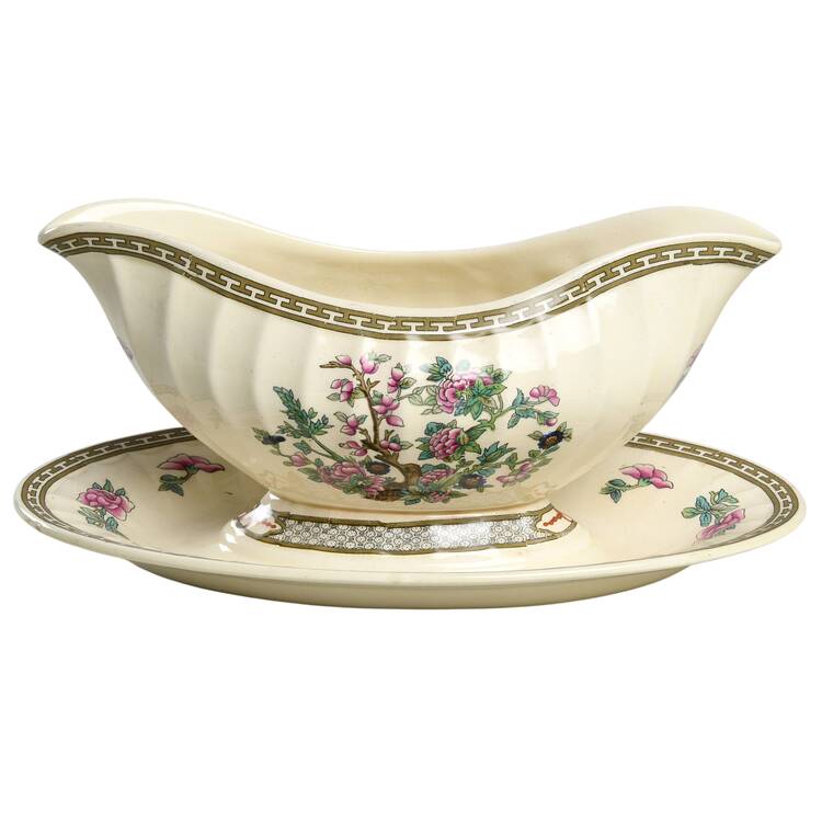 Indian Tree Gravy Boat with Attached Underplate