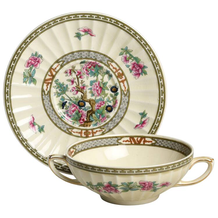 Indian Tree Flat Cream Soup Bowl & Saucer Set