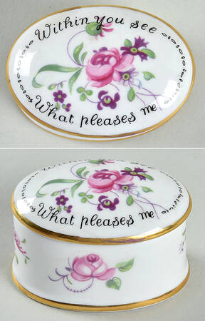 English Rosebud (Smooth Edge) Oval Trinket Box & Lid