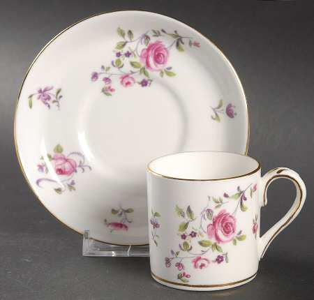 English Rosebud (Smooth Edge) Flat Demitasse Cup & Saucer Set