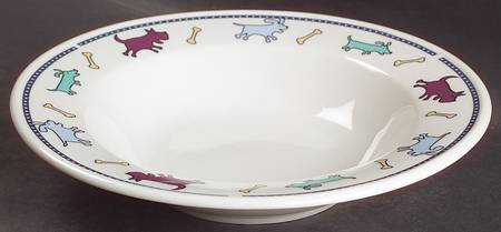 Raining Cats & Dogs Rim Soup Bowl
