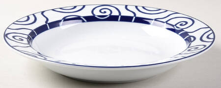 Blue Spiral Large Rim Soup Bowl
