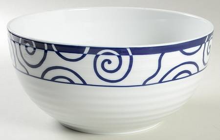 Blue Spiral 8" Salad Serving Bowl