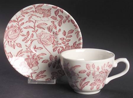 Pink Peony Flat Cup & Saucer Set