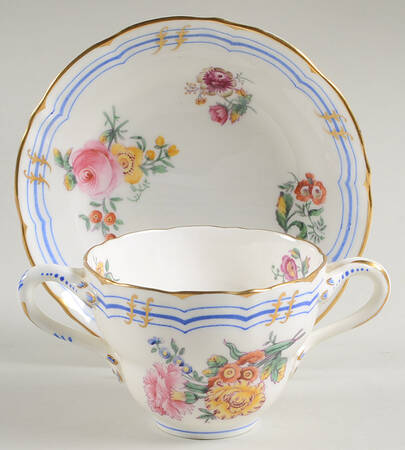 Old Coalport (Gold Trim) Flat Bouillon Cup & Saucer