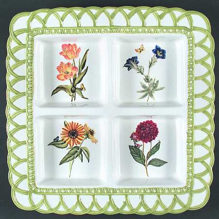 Hampton Garden Divided 4-Part Square Platter