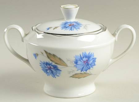 Cornflower (Platinum Trim) Sugar Bowl & Lid
