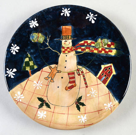 Folk Snowman (Large Flakes) Salad/Dessert Plate