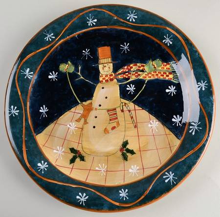 Folk Snowman (Large Flakes) Dinner Plate
