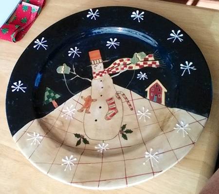 Folk Snowman (Large Flakes) Service Plate (Charger)