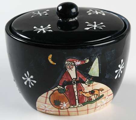 Folk Santa (Large Flakes) Sugar Bowl & Lid