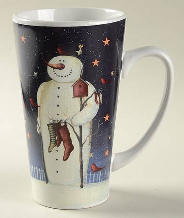 Twilight Snowman (Gold Stars) Latte Mug