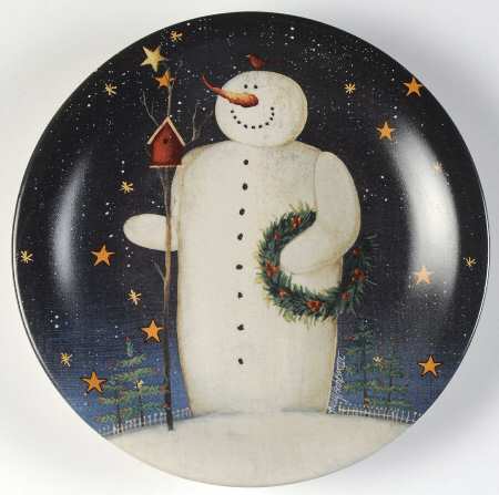 Twilight Snowman (Gold Stars) Salad/Dessert Plate
