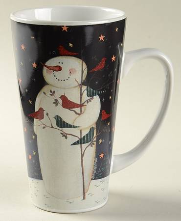 Twilight Snowman (Gold Stars) Latte Mug