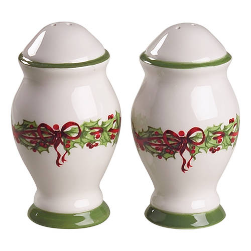 Holiday Celebrations (Green Trim) Salt & Pepper Set