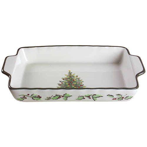Holiday Celebrations (Green Trim) 15" Rectangular Baker by Christopher Radko