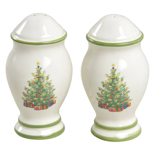 Holiday Celebrations (Green Trim) Salt & Pepper Set