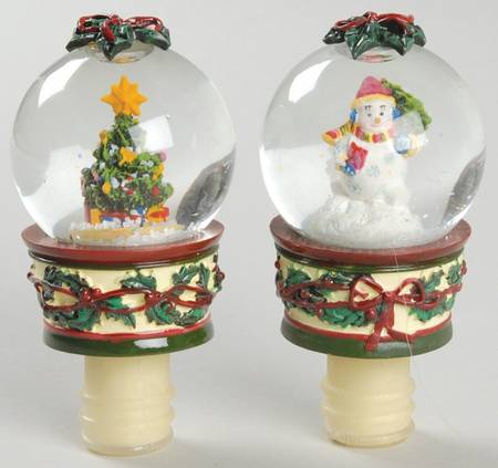 Holiday Celebrations (Green Trim) Wine Bottle Stoppers - Set of 2 Motifs