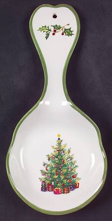 Holiday Celebrations (Green Trim) Spoon Rest/Holder (Holds 1 Spoon)